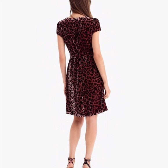 NWT J.Crew Faux-wrap Velvet Rose Leopard Dress - Picture 2 of 8